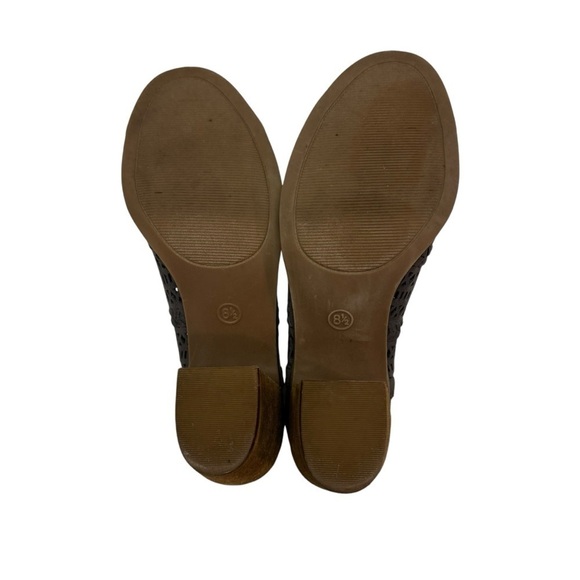 Steve Madden open toe perforated slip on chunky heels grey shoes size 8.5 - Picture 7 of 7